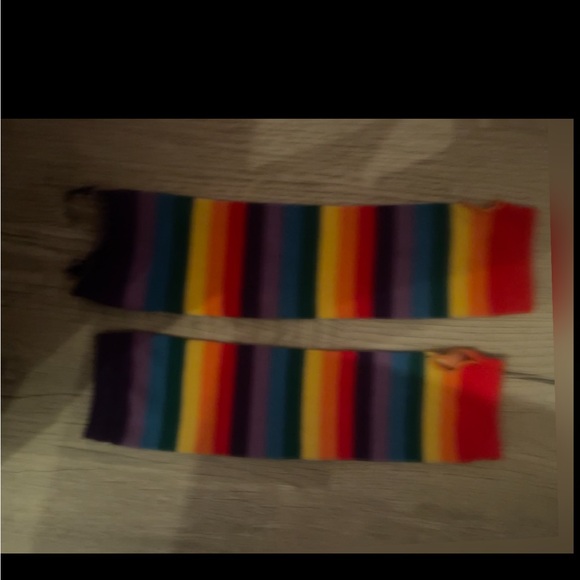 Rainbow Arm Warmers || Has Slight Rip At Bottom - Picture 2 of 2
